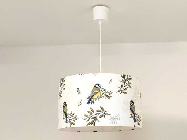 Lampshade - Hanging Light With Bird Motifs Titmouse Design, Romantic & Refined Decor, Christmas Or Birthday Gift Idea - image 1