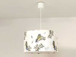 Lampshade - Hanging Light With Bird Motifs Titmouse Design, Romantic & Refined Decor, Christmas Or Birthday Gift Idea - thumbnail 1