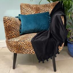 Teal Blue Velvet Lumbar Pillow, Oblong Cushion With Tassel Trim