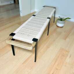 Hand-Woven Entryway Bench Mcm Style End Of Bed & Mudroom Seating - Custom-Made, Multiple Sizes - thumbnail 4
