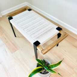Hand-Woven Entryway Bench Mcm Style End Of Bed & Mudroom Seating - Custom-Made, Multiple Sizes - thumbnail 3