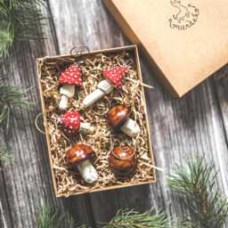 Handmade Ceramic Mushroom Ornaments Christmas Tree Woodland Amanita, Boletus Decor