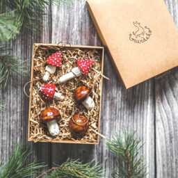Handmade Ceramic Mushroom Ornaments Christmas Tree Woodland Amanita, Boletus Decor - thumbnail 3
