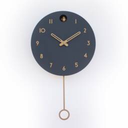 Modern Cuckoo Clock, Minimalist Wooden Wall Decor, Anthracite & Brass Handmade Design - thumbnail 3