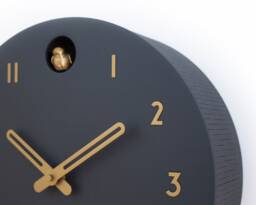 Modern Cuckoo Clock, Minimalist Wooden Wall Decor, Anthracite & Brass Handmade Design
