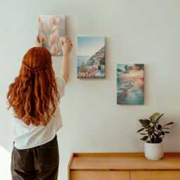 3 Piece Canvas Set - Sea View Sunset Colorful Houses Flowers, Turquoise Picture Print, Landscapes Wall Decor
