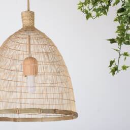Large Bamboo Rattan Pendant Lamp - Woven Rustic Boho Light - thumbnail 2