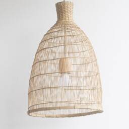 Large Bamboo Rattan Pendant Lamp - Woven Rustic Boho Light - thumbnail 3