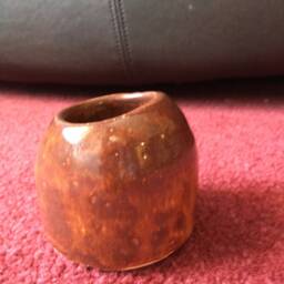 Marbled Brown Ceramic Vase, Pencil & Pen Holder/Pottery Desk Paper Weight/Ceramics Pottery/Ceramic Gift Ideas For Christmas - thumbnail 3