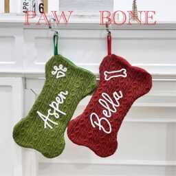 Personalized Pet Dog Christmas Stocking, Bone Stockings, Holiday Stocking For Dog, Gift, Knitted Stockings - thumbnail 2