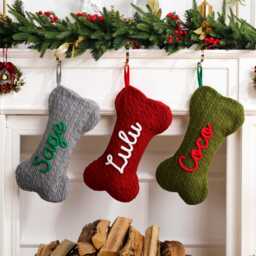 Personalized Pet Dog Christmas Stocking, Bone Stockings, Holiday Stocking For Dog, Gift, Knitted Stockings - thumbnail 3