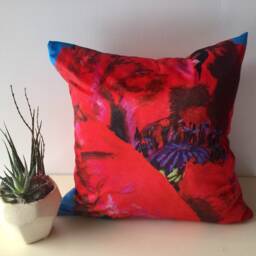 Red Poppy Art Satin Pillow Cover, Floral Throw - 20x20 - thumbnail 3