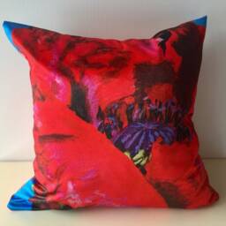 Red Poppy Art Satin Pillow Cover, Floral Throw - 20x20 - thumbnail 2