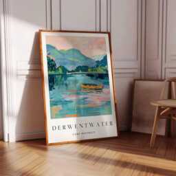Derwentwater Lake District Print Cumbria Travel Poster, UK Wall Art - thumbnail 3