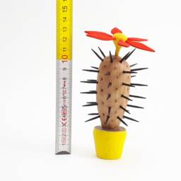 Wooden Cactus Sculpture Hand-Painted Linden Wood Figurine - thumbnail 2
