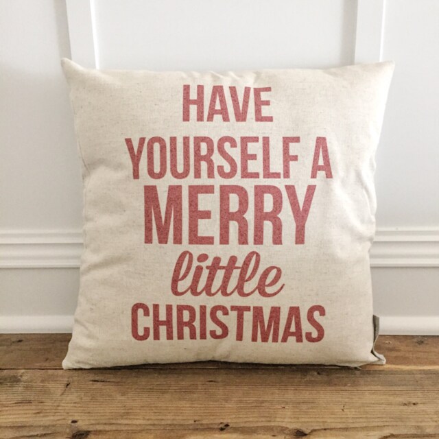 Merry Little Christmas Pillow Cover - Red