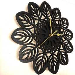 Black Wood Wooden Laser Cut Mandala Flower Pattern Wall Clock Home Door Picture Art Sign Birthday Anniversary Wedding Valentine Gift Design - thumbnail 2