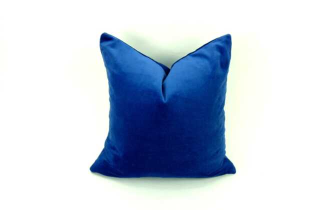 Royal Blue Cotton Velvet Pillow Cover, Luxe European Cushion, Zipper Closure - image 1