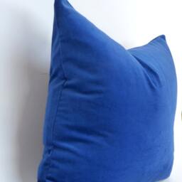 Royal Blue Cotton Velvet Pillow Cover, Luxe European Cushion, Zipper Closure - thumbnail 2