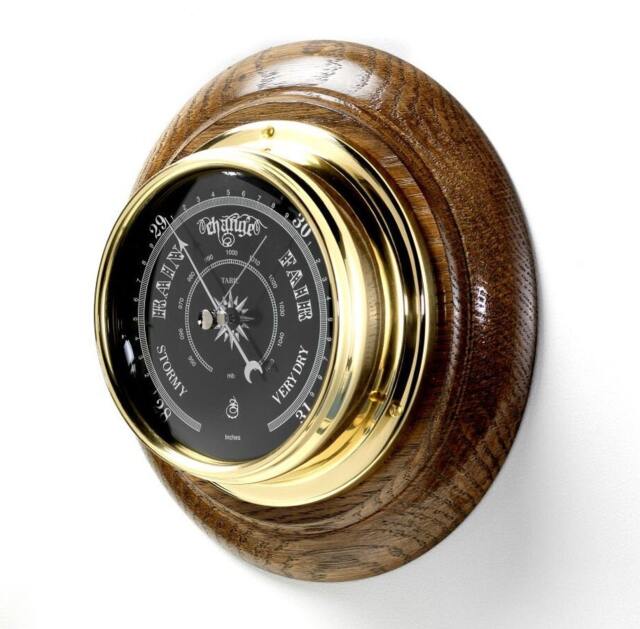 Tabic Prestige Solid Brass Traditional Barometer Mounted On A English Oak Mount, Handmade in England - image 1