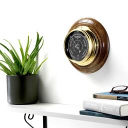 Tabic Prestige Solid Brass Traditional Barometer Mounted On A English Oak Mount, Handmade in England - thumbnail 2