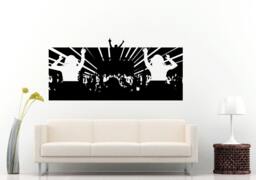 Night Club Music Festival Dj Booth Stage Turn Tables Dace Party People Crowd Hands Up Wall Decal Vinyl Sticker Mural Room Decor L1194 - thumbnail 1