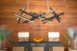 Handmade Oak Wood Led Chandelier - Modern Minimalist Hanging Light - thumbnail 1