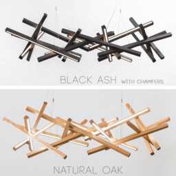 Handmade Oak Wood Led Chandelier - Modern Minimalist Hanging Light - thumbnail 4