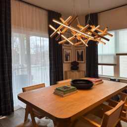 Coastal Oak Wood Chandelier - Handmade Wooden Lighting For Dinning Room, Unique Ceiling Light Dining Table & Kitchen Hanging Lamp - thumbnail 2