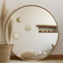 Moroccan Round Brass Mirror - Handmade Gold Wall Art & Home Decor - thumbnail 2