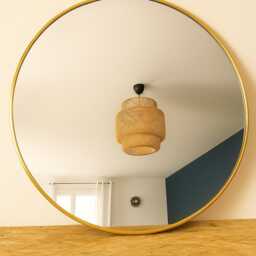 Moroccan Round Brass Mirror - Handmade Gold Wall Art & Home Decor - thumbnail 3