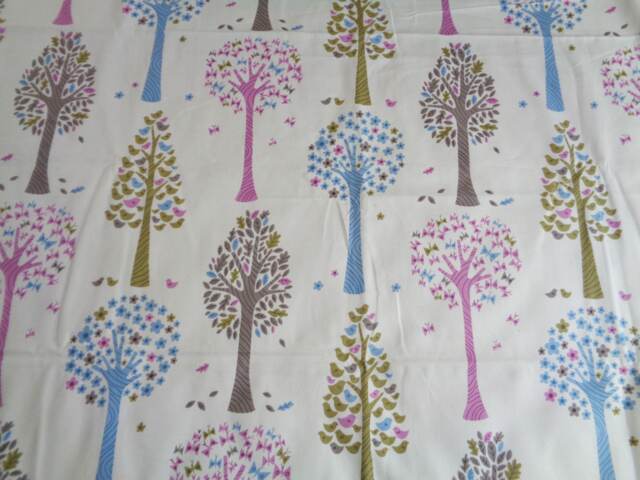 "Curtain Panel With Tree Print Cotton H63""x W52" - image 1