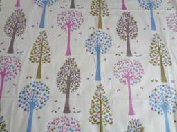 "Curtain Panel With Tree Print Cotton H63""x W52" - thumbnail 1
