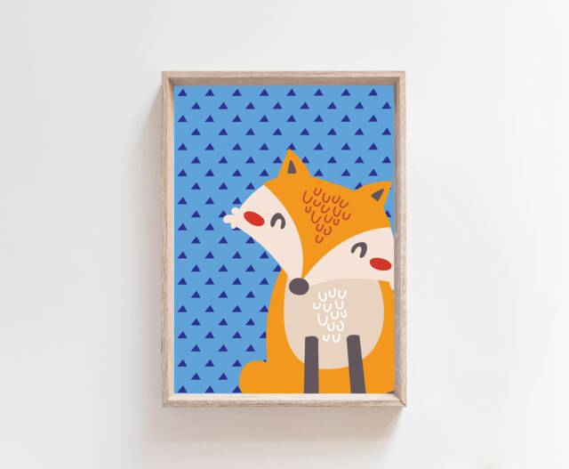 Boys Nursery Print, Fox Animal Prints, Colourful, Woodland, Bedroom Decor, Wall Art, Playroom Clever