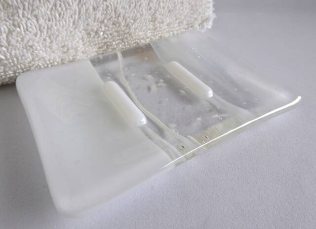 White Fused Glass Soap Dish By Bprdesigns - image 1