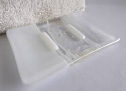 White Fused Glass Soap Dish By Bprdesigns