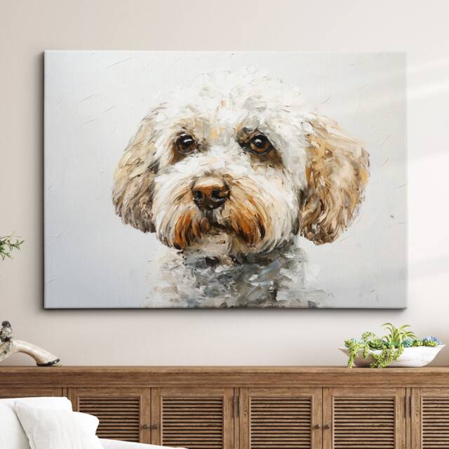 Cockapoo Cream Style Abstract Dog Oil Painting Framed Poster Print Or Canvas Wall Decor Art Bedroom Home Interior Gift For Pet Lover - image 1