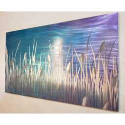 Abstract Metal Wall Art, Teal Purple Silver, By The Lake, R Toomer Art - thumbnail 3