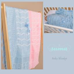 Light Blue Knit Baby Blanket, Soft Nursery Blanket - 40x50