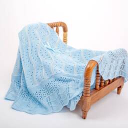 Light Blue Knit Baby Blanket, Soft Nursery Blanket - 40x50 - thumbnail 2
