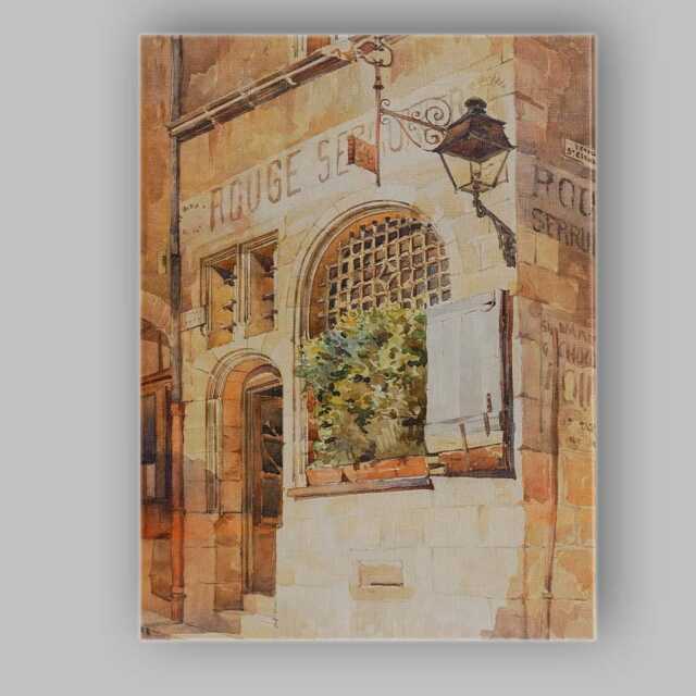 Historic European Stone Street Architecture Watercolour Canvas Wall Art Print Decor Picture Ready To Hang - image 1