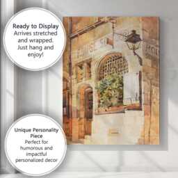 Historic European Stone Street Architecture Watercolour Canvas Wall Art Print Decor Picture Ready To Hang - thumbnail 3
