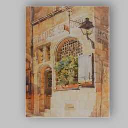 Historic European Stone Street Architecture Watercolour Canvas Wall Art Print Decor Picture Ready To Hang - thumbnail 1