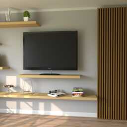 Modern Floating Mdf Shelves - Seamless Design, Custom Sizes, Ready To Paint. For Your Tv Wall, Kitchen Or Dining Room For Any Office Wall - thumbnail 3