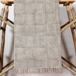 Handmade Gray Cotton Runner Rug, Hallway Stair Carpet - thumbnail 2