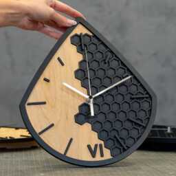 Triangle Hexagon Wall Clock Cnc Laser Cut Plywood Design - Digital Download - thumbnail 3