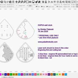 Triangle Hexagon Wall Clock Cnc Laser Cut Plywood Design - Digital Download - thumbnail 4