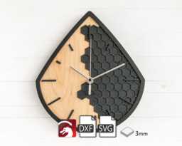Triangle Hexagon Wall Clock Cnc Laser Cut Plywood Design - Digital Download - thumbnail 1