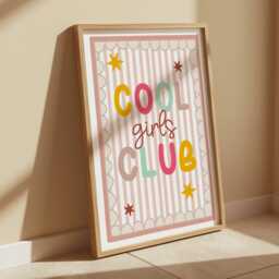 Cool Girls Club in Bright Colours, Pink & Green Bedroom Quote Print With Scalloped Border, Girl Nursery Poster - thumbnail 3