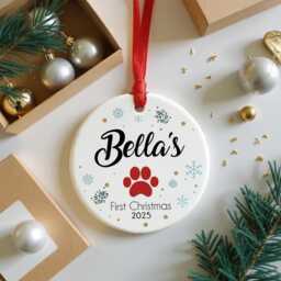Personalised Puppy's First Christmas Ceramic Bauble Dog Keepsake Gift - thumbnail 2